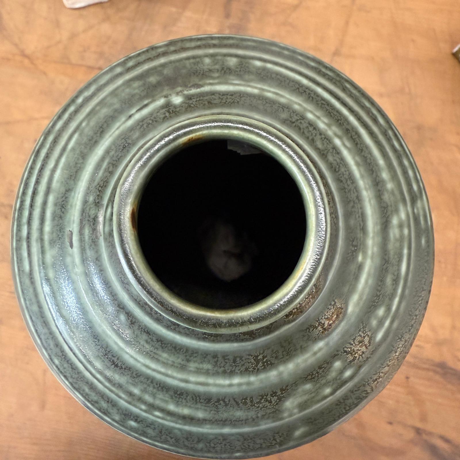 Moss Green Glazed Ribbed Ceramic Prem Vase, SKU , image 8