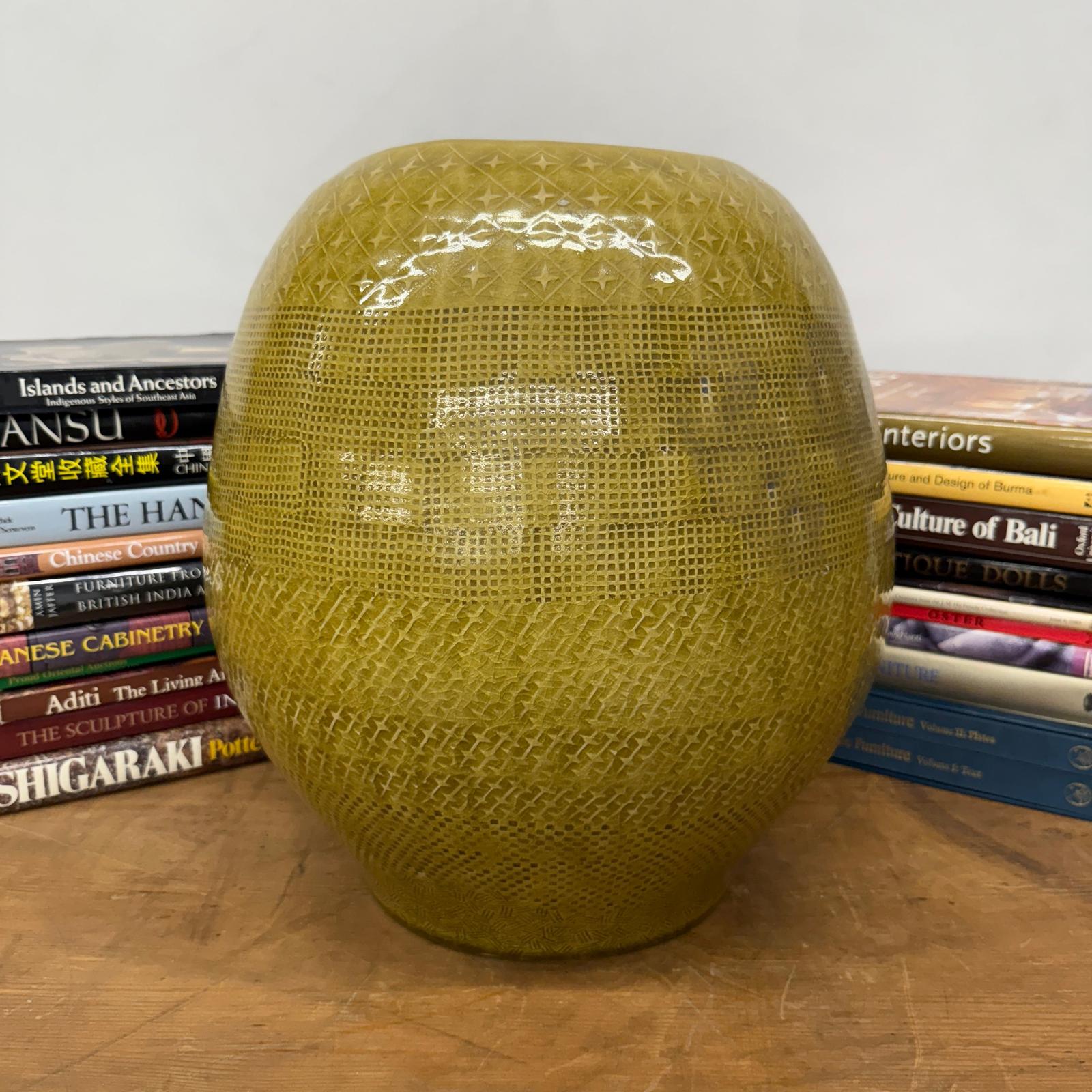 Mustard Yellow Ceramic Vase with Stars &amp; Squares Design - FEA Home