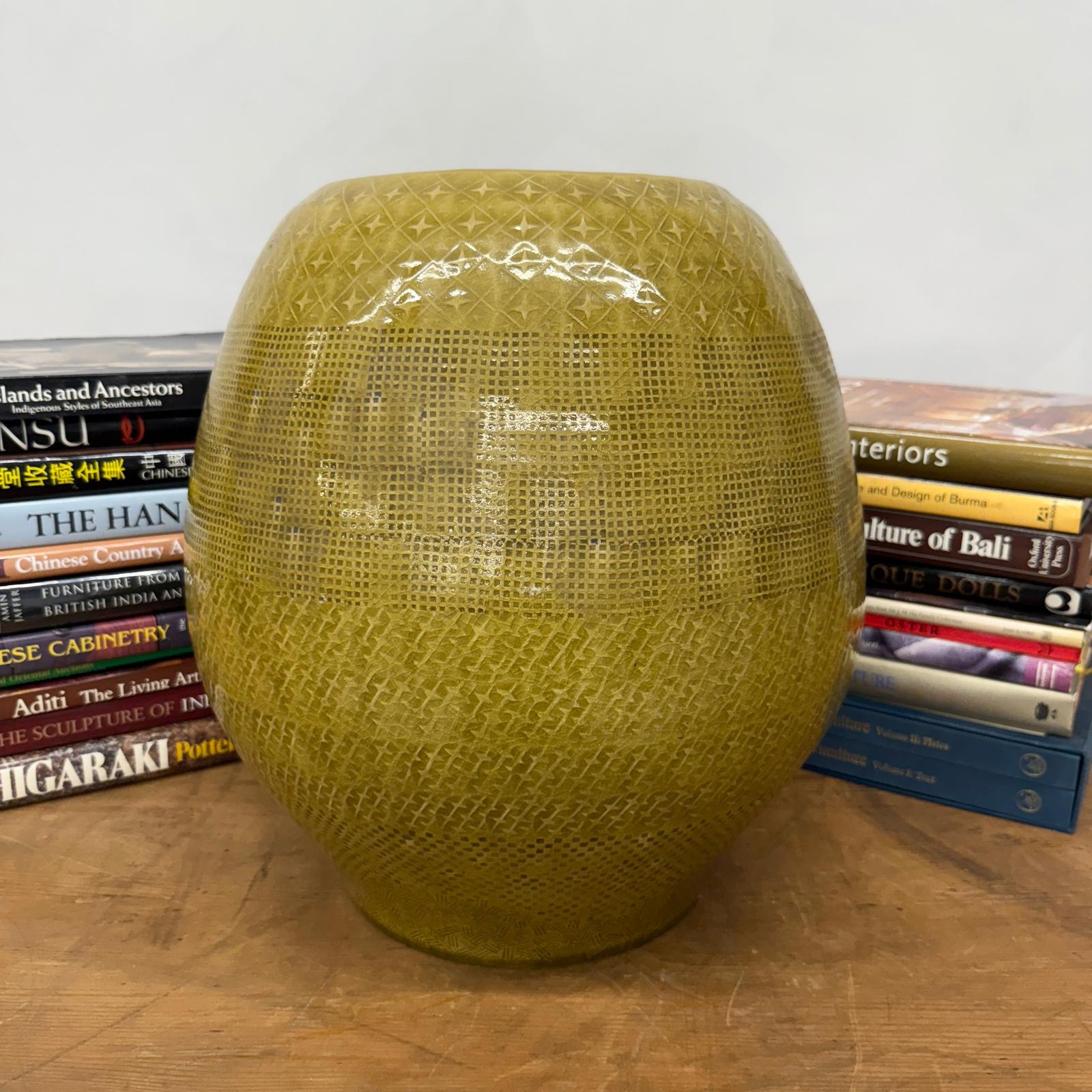 Mustard Yellow Ceramic Vase with Stars &amp; Squares Design - FEA Home