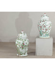 Near Pair of Famille Rose Ginger Jars with Peaches, Roses and Bats