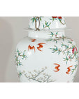 Near Pair of Famille Rose Ginger Jars with Peaches, Roses and Bats