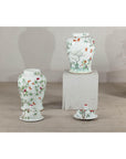 Near Pair of Famille Rose Ginger Jars with Peaches, Roses and Bats