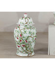 Near Pair of Famille Rose Ginger Jars with Peaches, Roses and Bats