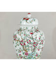 Near Pair of Famille Rose Ginger Jars with Peaches, Roses and Bats