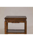 Near Pair of Hardwood End Tables with Fretwork Geometric Base, Vintage