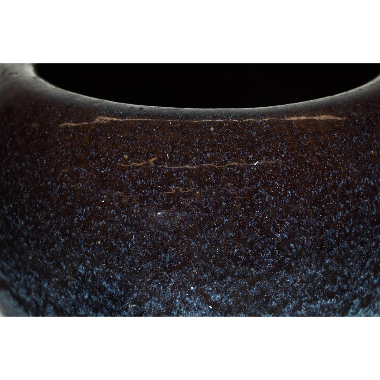 Near Pair of Vintage Blue and Aqua Glazed Ceramic Planters