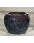 Near Pair of Vintage Blue and Aqua Glazed Ceramic Planters
