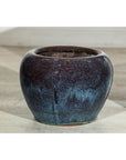 Near Pair of Vintage Blue and Aqua Glazed Ceramic Planters