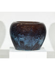 Near Pair of Vintage Blue and Aqua Glazed Ceramic Planters