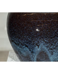 Near Pair of Vintage Blue and Aqua Glazed Ceramic Planters