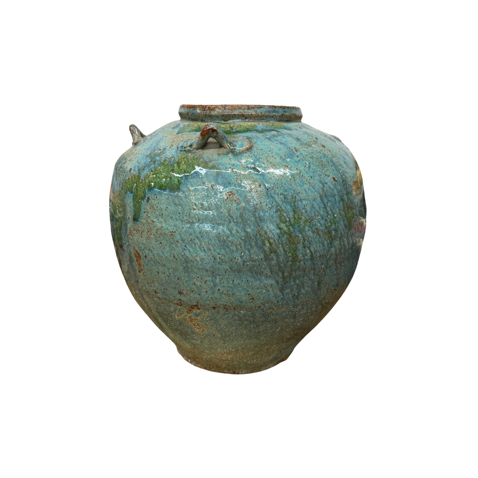 Oceanic Colored Blue-Green Glazed Vase with Rustic Form - FEA Home