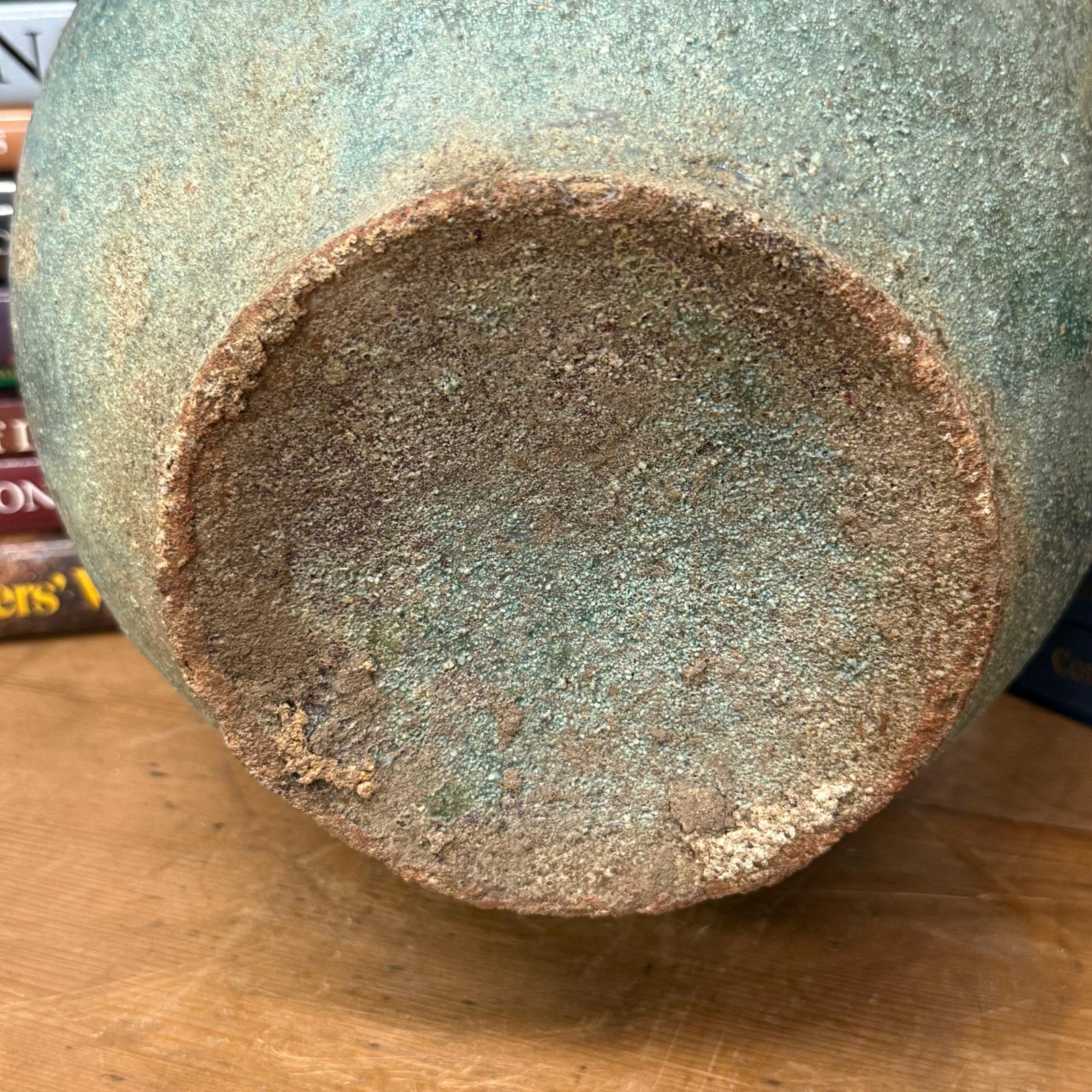 Oceanic Colored Blue-Green Glazed Vase with Rustic Form - FEA Home