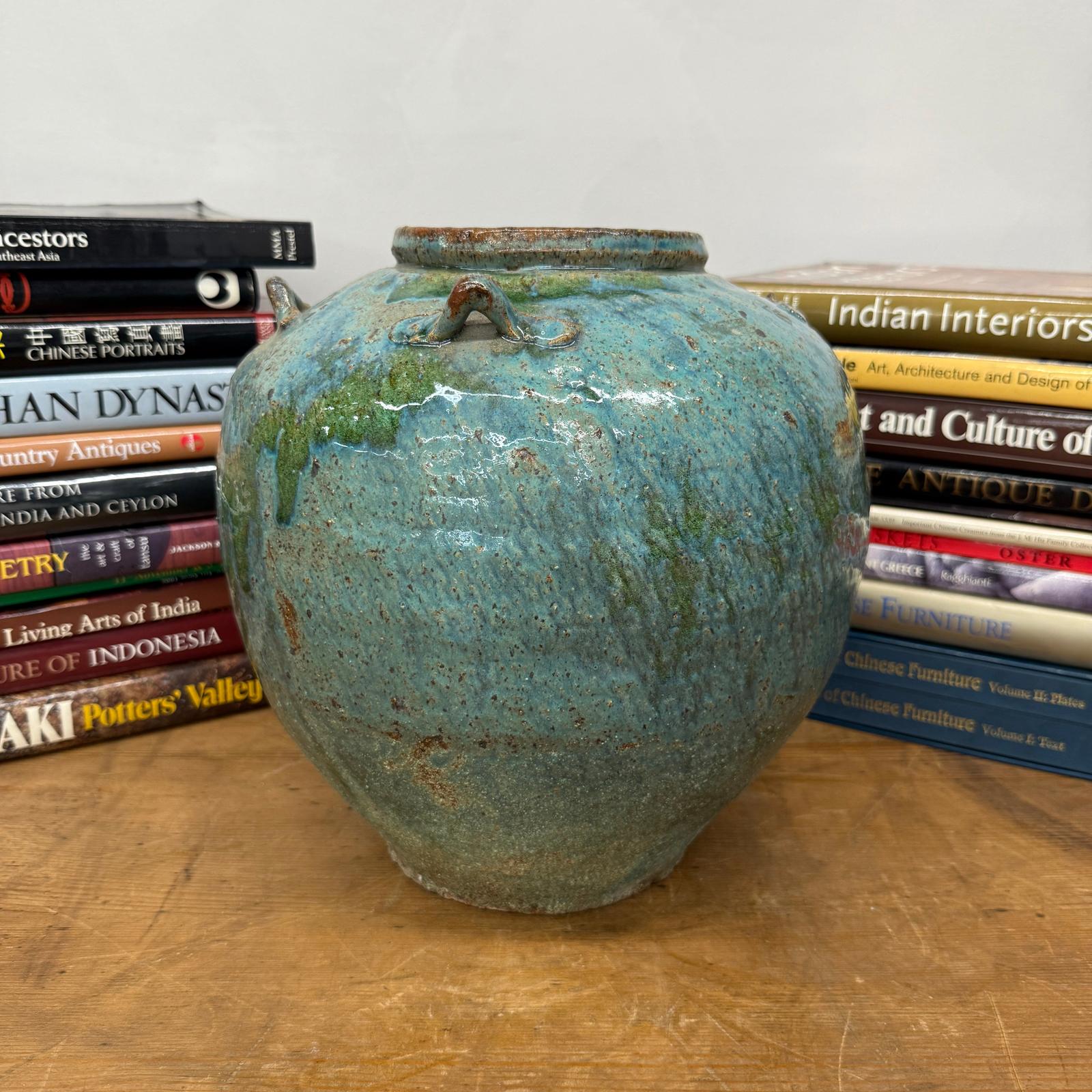 Oceanic Colored Blue-Green Glazed Vase with Rustic Form - FEA Home