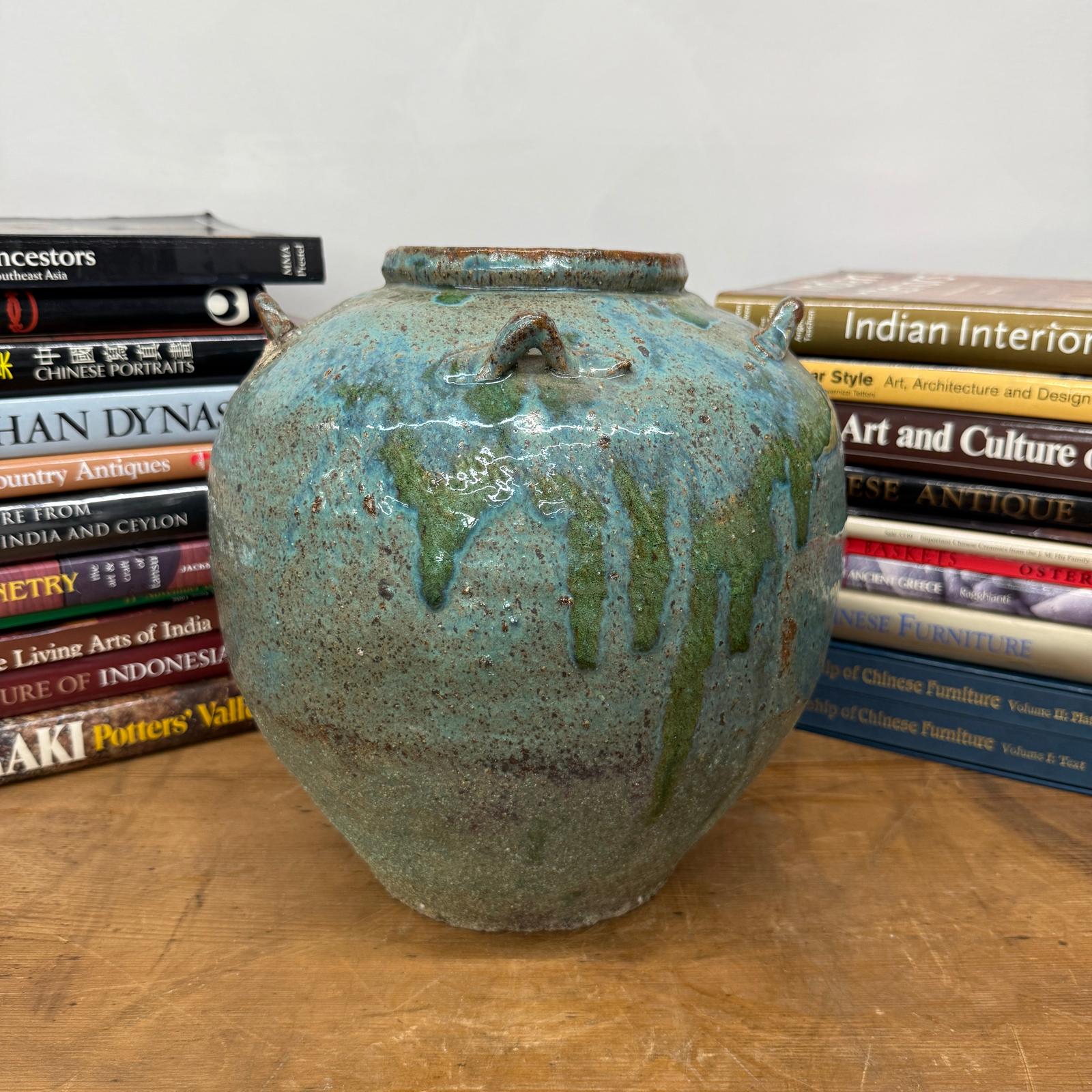 Oceanic Colored Blue-Green Glazed Vase with Rustic Form - FEA Home