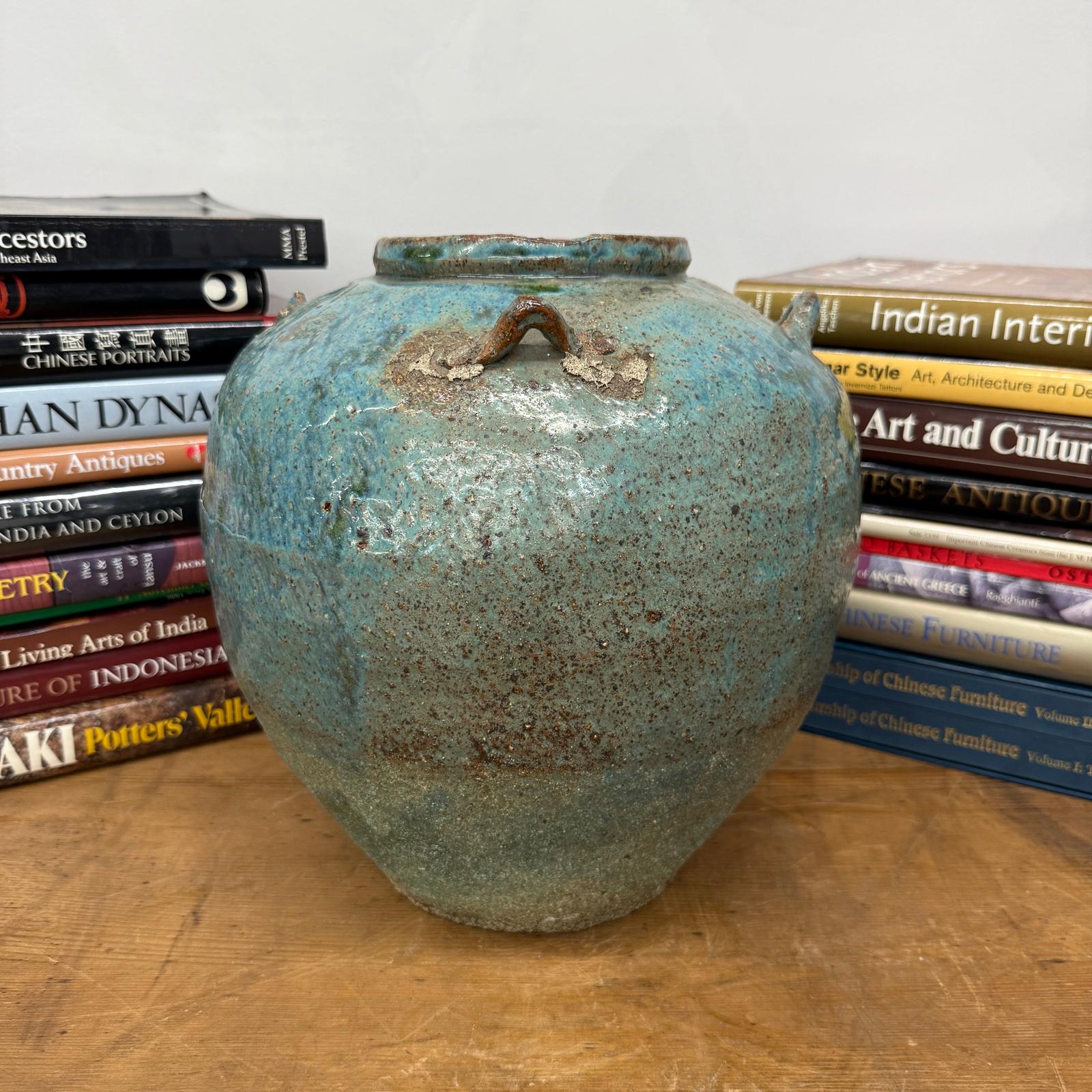 Oceanic Colored Blue-Green Glazed Vase with Rustic Form - FEA Home