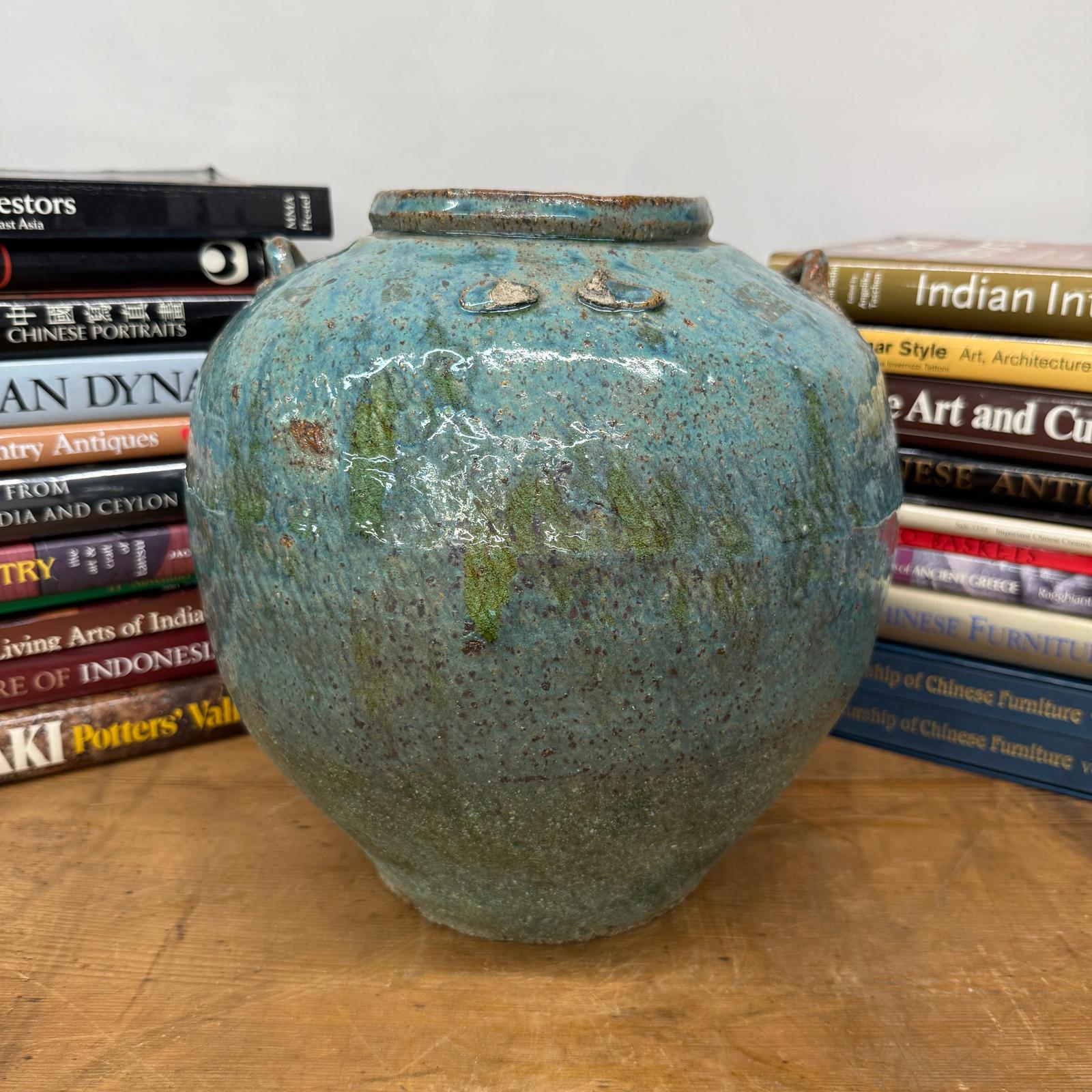 Oceanic Colored Blue-Green Glazed Vase with Rustic Form - FEA Home