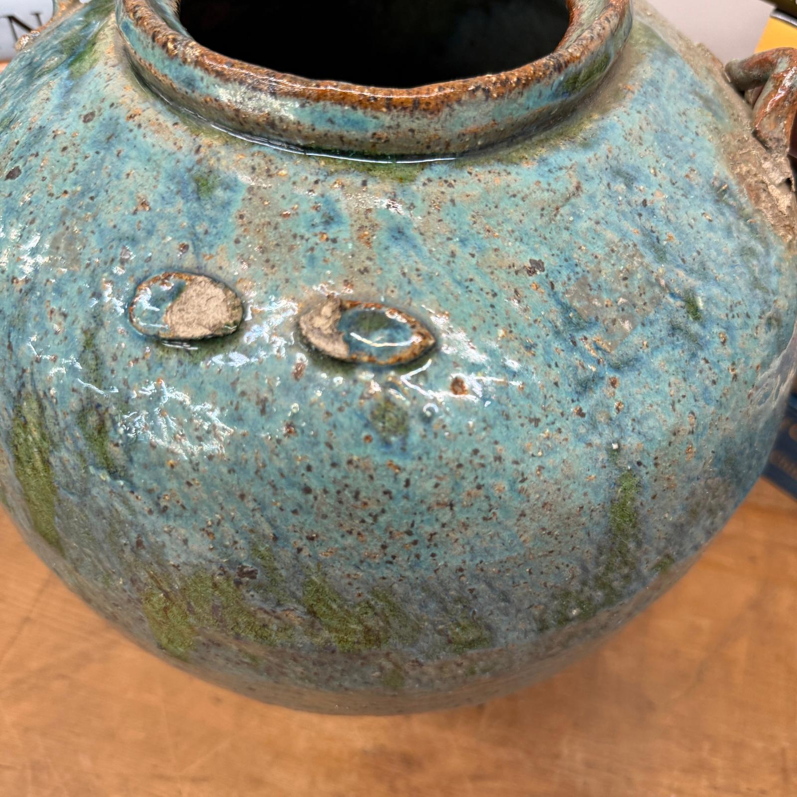 Oceanic Colored Blue-Green Glazed Vase with Rustic Form - FEA Home