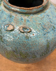 Oceanic Colored Blue-Green Glazed Vase with Rustic Form - FEA Home