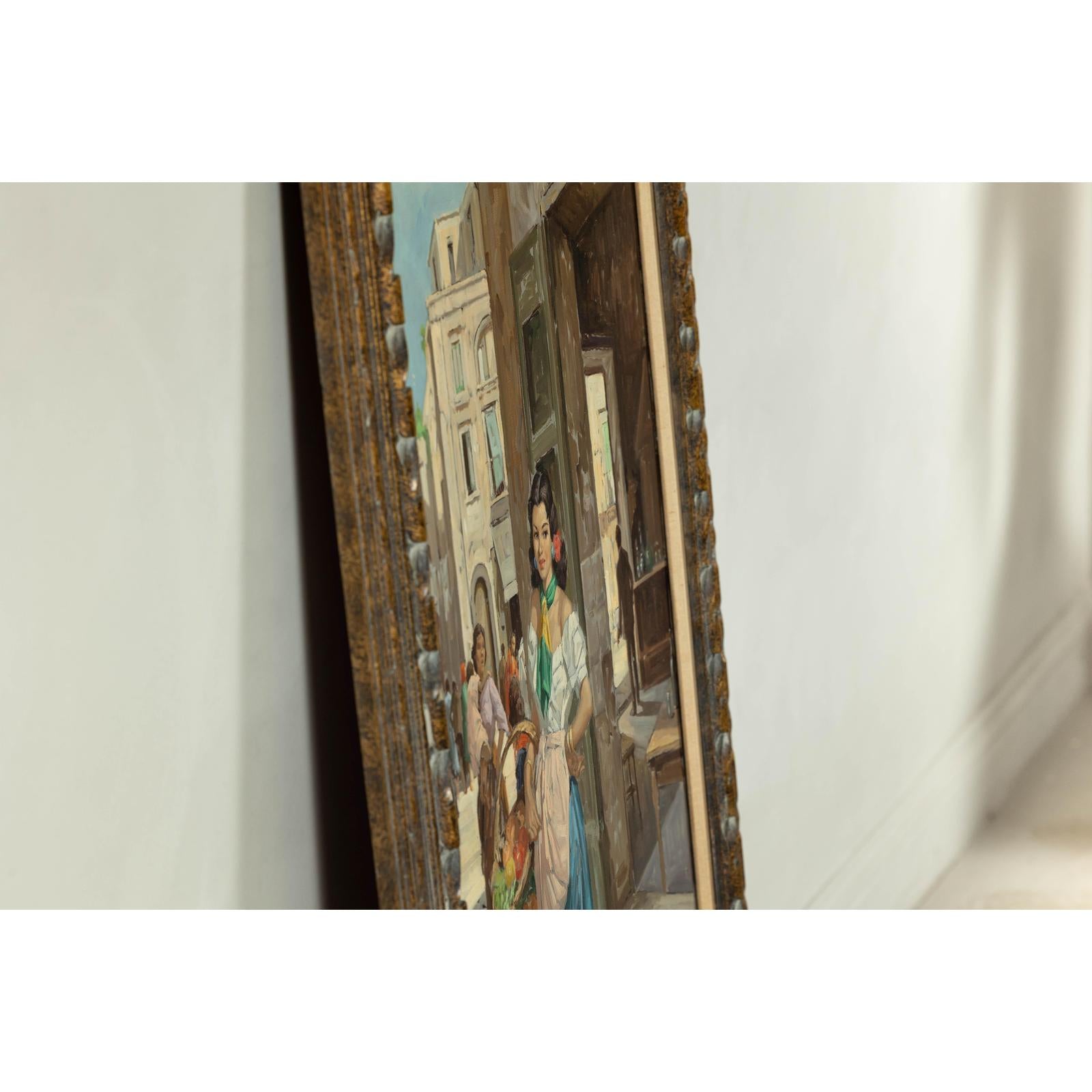 Oil Painting of an Woman in a Market Scene Signed G. Graziani-14. Asian &amp; Chinese Furniture, Art, Antiques, Vintage Home Décor for sale at FEA Home