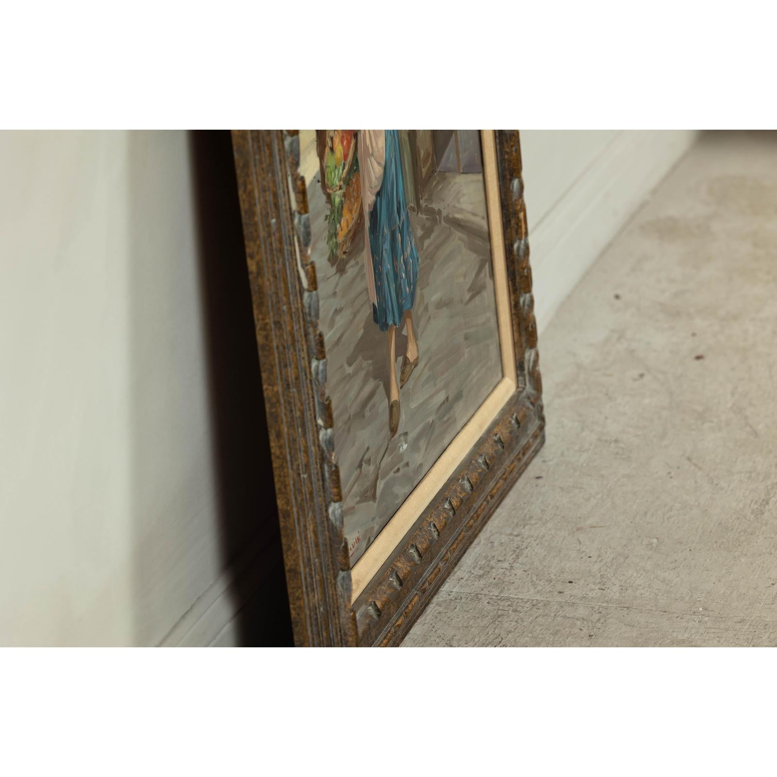 Oil Painting of an Woman in a Market Scene Signed G. Graziani-15. Asian &amp; Chinese Furniture, Art, Antiques, Vintage Home Décor for sale at FEA Home