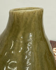 Olive and Charcoal Ceramic Vase with Amber Drip Glaze - FEA Home