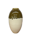 Olive Green & Black Drip Ceramic Vase with Cream White Body, SKU , image 1