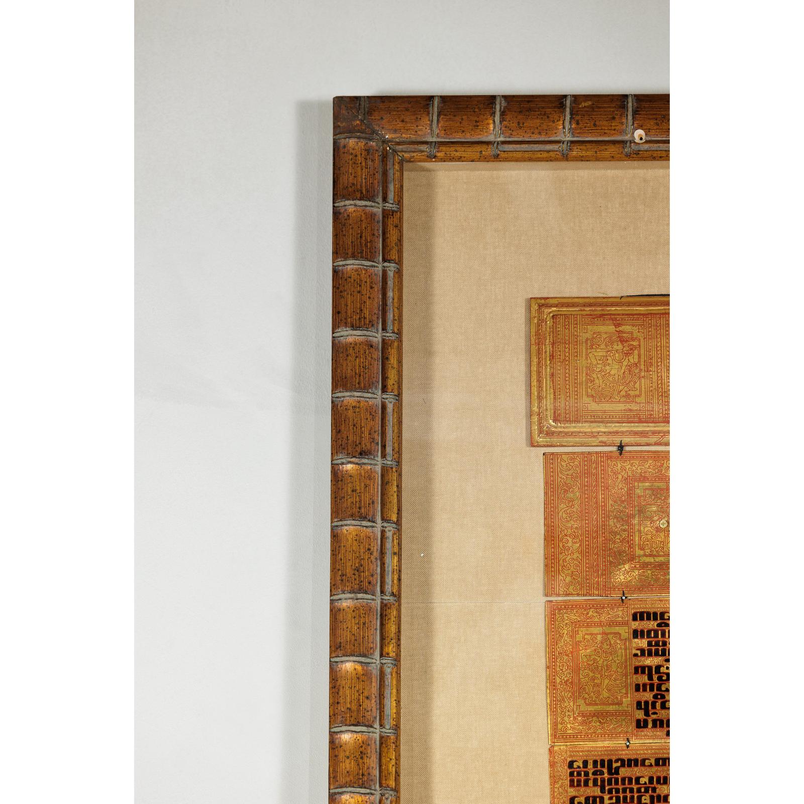 Oversized Antique Burmese Gilt Prayer Manuscript Framed for Wall Display-13. Asian &amp; Chinese Furniture, Art, Antiques, Vintage Home Décor for sale at FEA Home