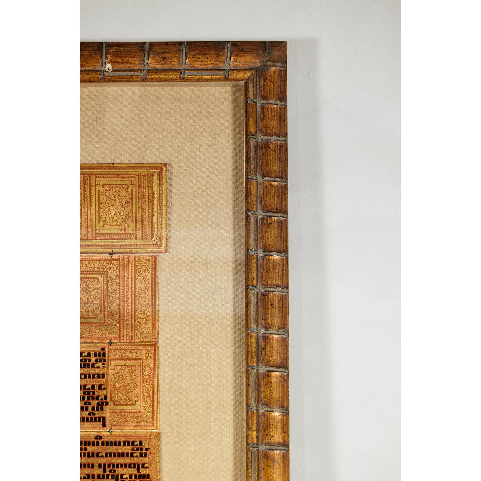 Oversized Antique Burmese Gilt Prayer Manuscript Framed for Wall Display-14. Asian &amp; Chinese Furniture, Art, Antiques, Vintage Home Décor for sale at FEA Home
