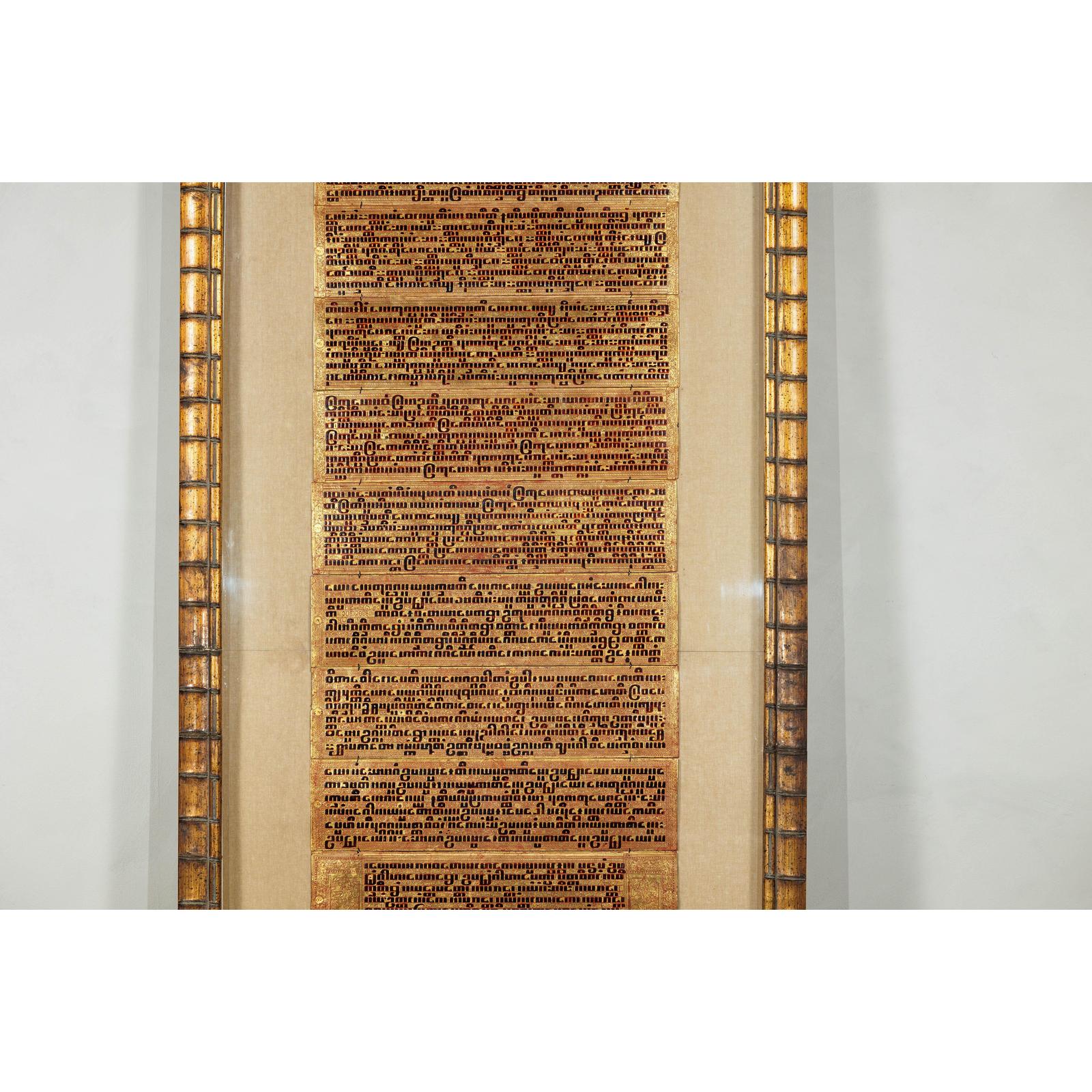 Oversized Antique Burmese Gilt Prayer Manuscript Framed for Wall Display-6. Asian &amp; Chinese Furniture, Art, Antiques, Vintage Home Décor for sale at FEA Home