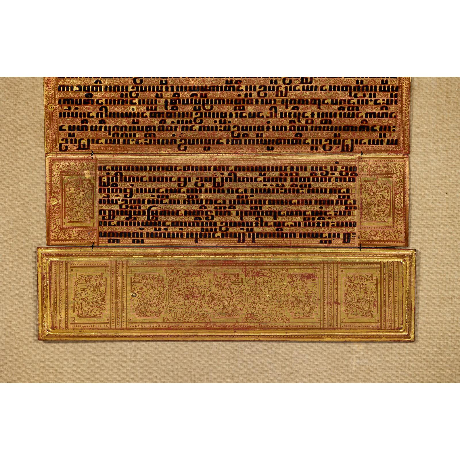 Oversized Antique Burmese Gilt Prayer Manuscript Framed for Wall Display-7. Asian &amp; Chinese Furniture, Art, Antiques, Vintage Home Décor for sale at FEA Home