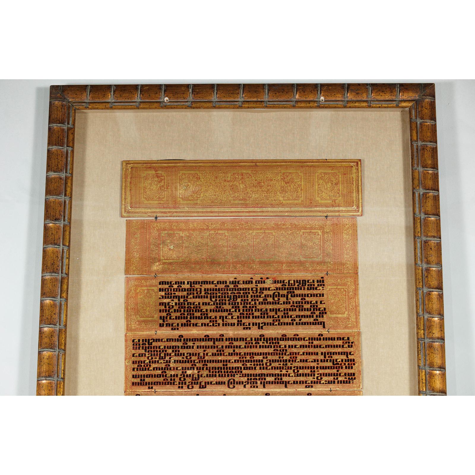 Oversized Antique Burmese Gilt Prayer Manuscript Framed for Wall Display-9. Asian &amp; Chinese Furniture, Art, Antiques, Vintage Home Décor for sale at FEA Home