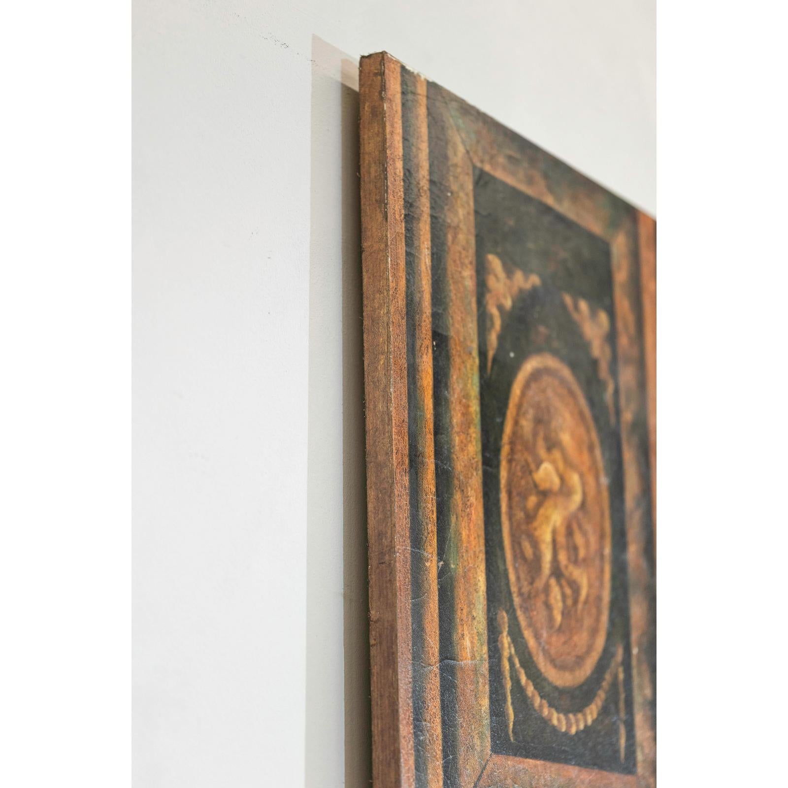 Painted Three-Panel Screen with Trompe-l&#39;Œil Palace Interior and Throne Scene-16. Asian &amp; Chinese Furniture, Art, Antiques, Vintage Home Décor for sale at FEA Home
