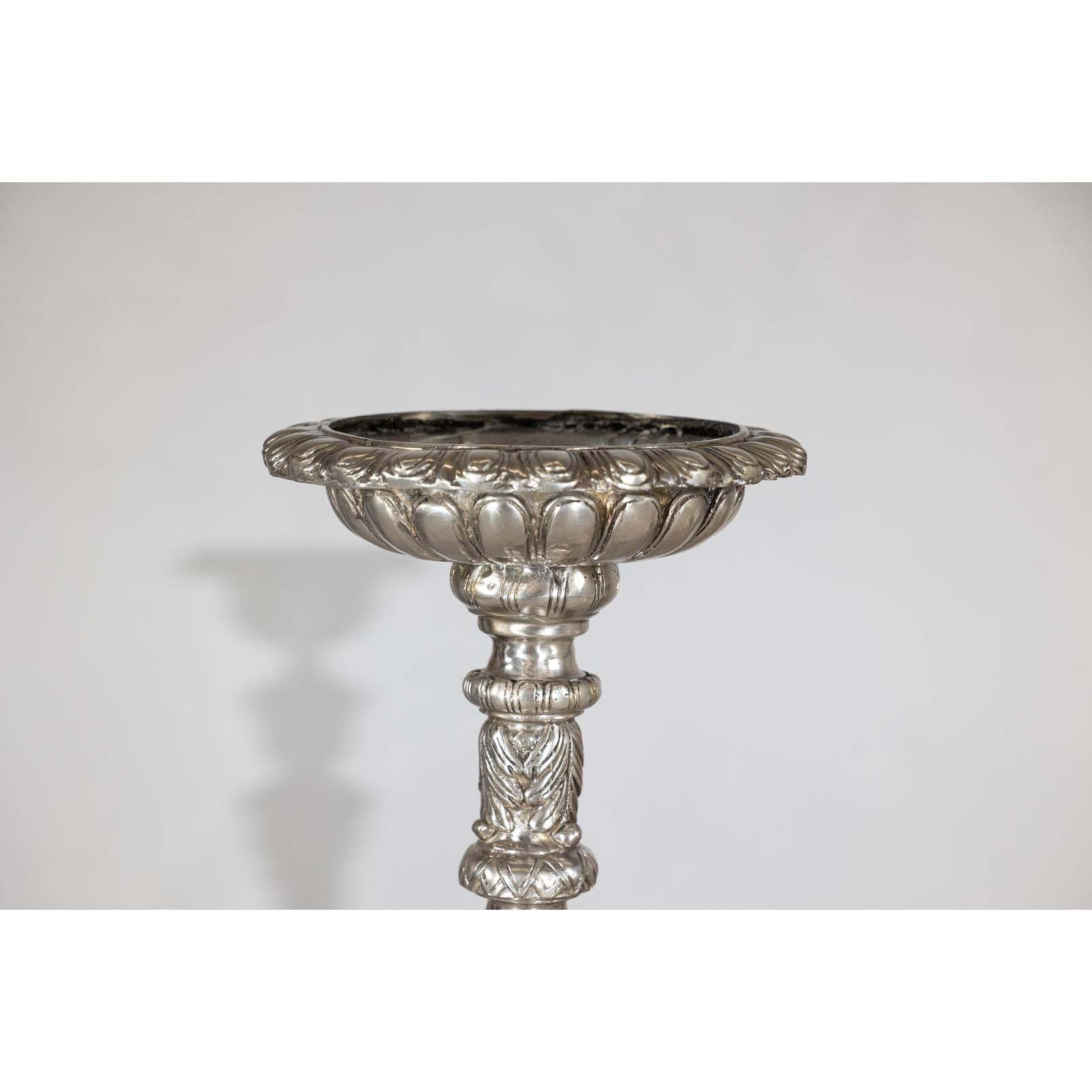 Pair of Baroque Revival Silver-Plated Bronze Candlesticks-13. Asian &amp; Chinese Furniture, Art, Antiques, Vintage Home Décor for sale at FEA Home