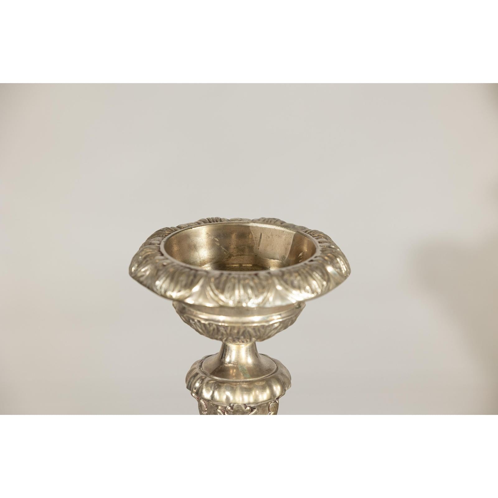 Pair of Baroque Revival Silver-Plated Bronze Candlesticks-17. Asian &amp; Chinese Furniture, Art, Antiques, Vintage Home Décor for sale at FEA Home