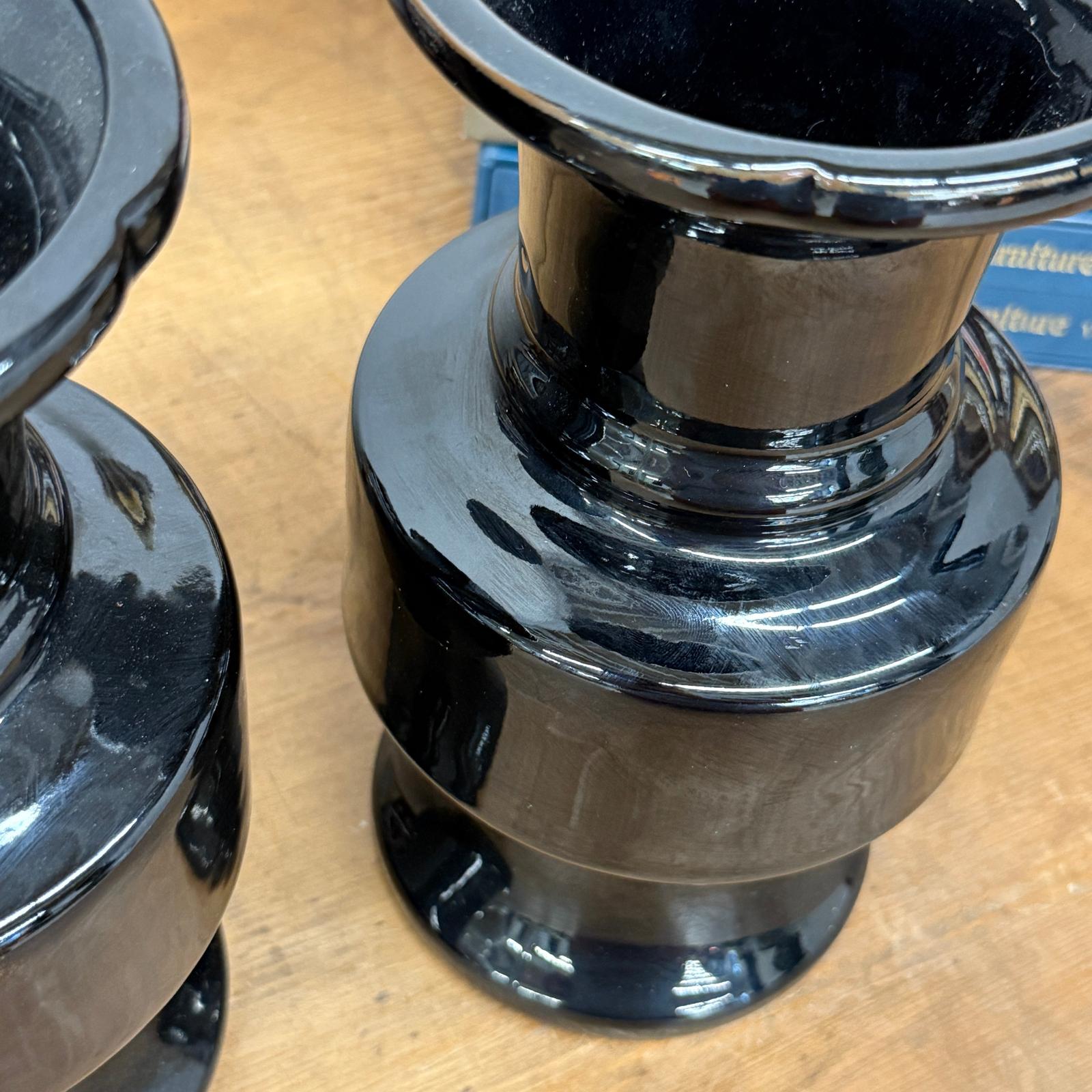 Pair of Black Ceramic Vases with Bold Tiered Silhouette, SKU , image 10