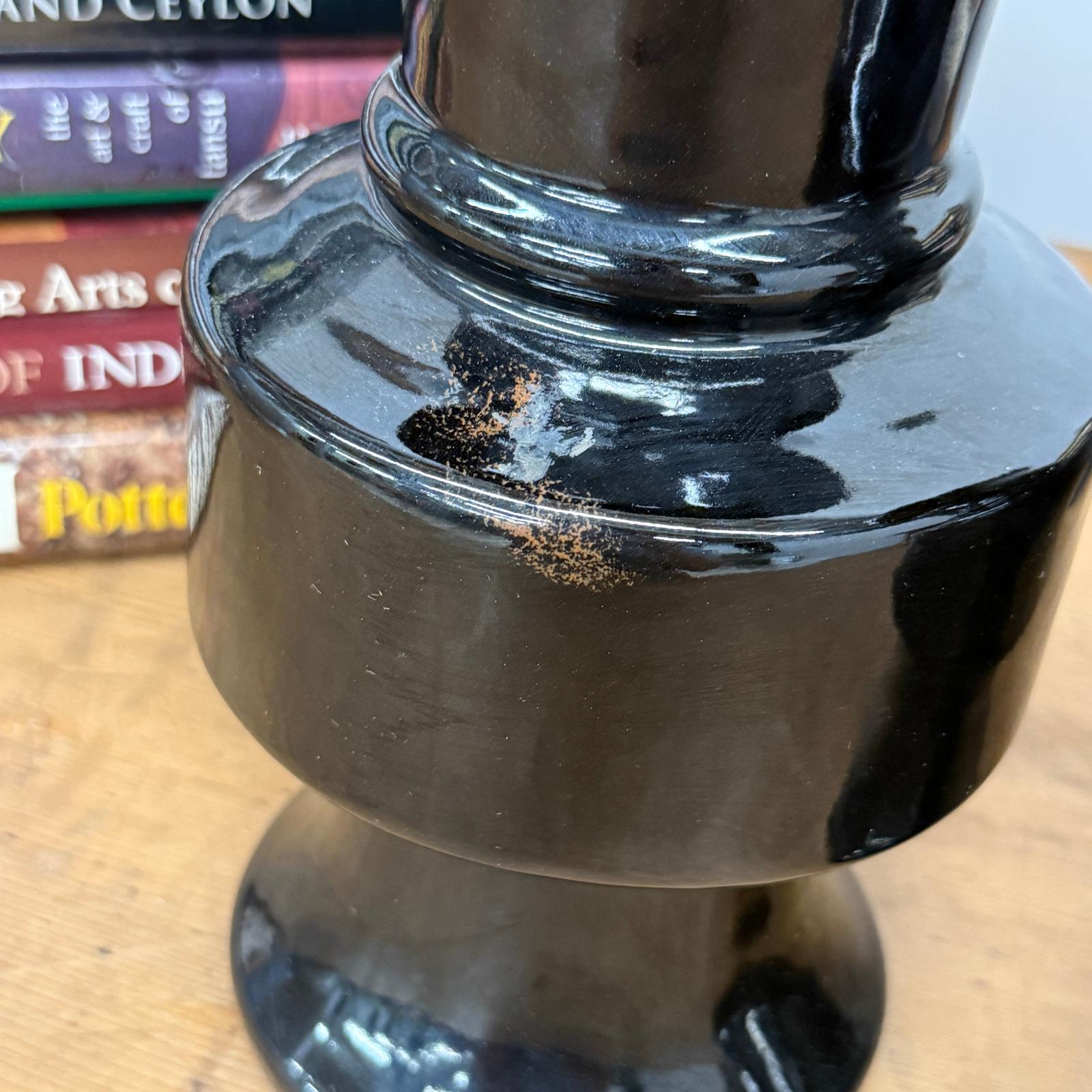Pair of Black Ceramic Vases with Bold Tiered Silhouette, SKU , image 6