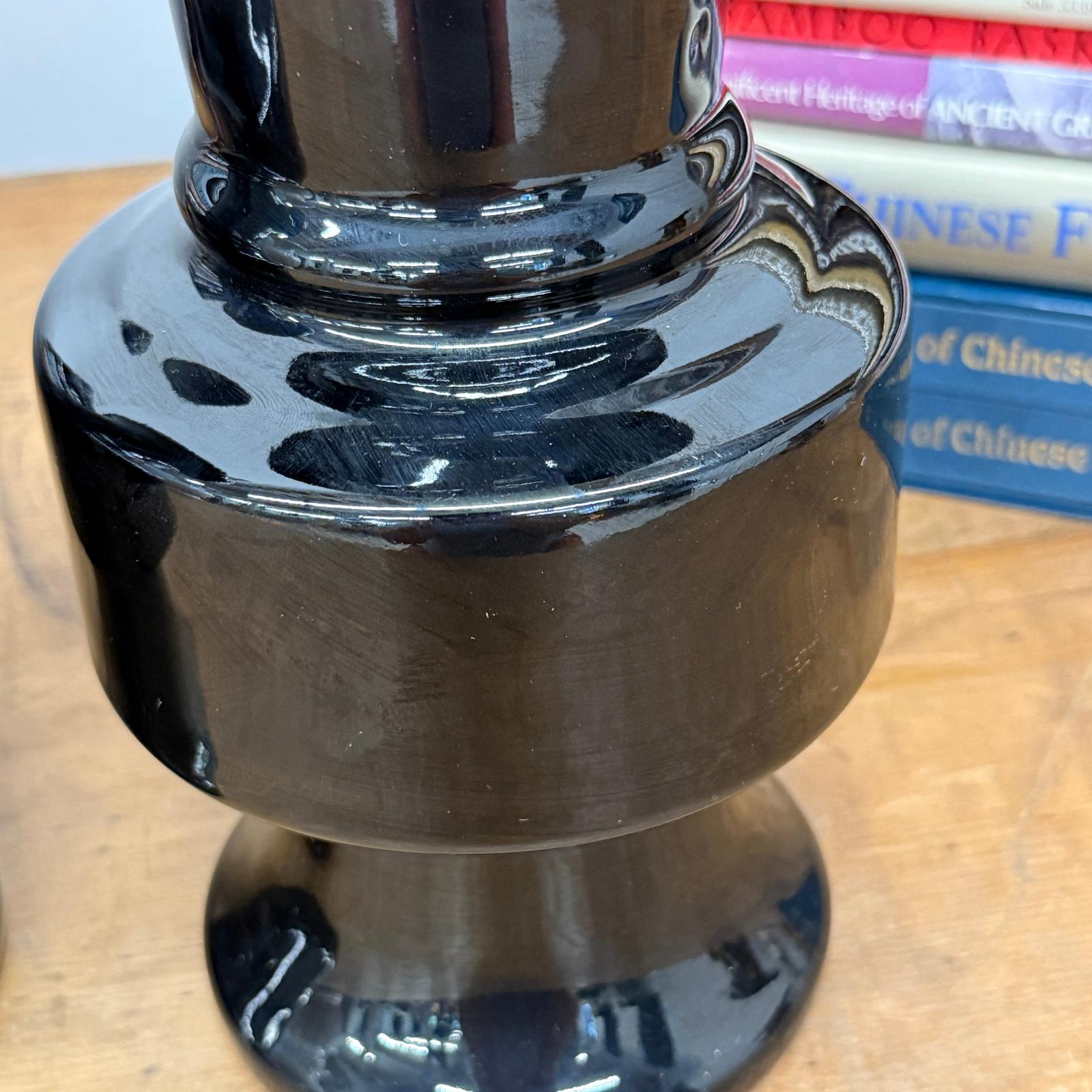 Pair of Black Ceramic Vases with Bold Tiered Silhouette, SKU , image 7