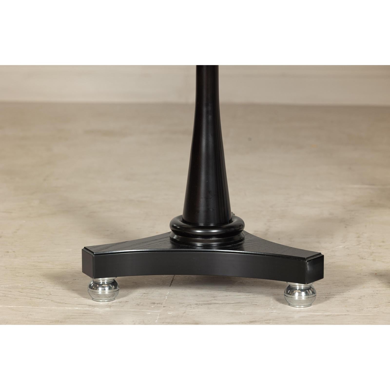 Pair of Black Marble Top Gueridon Tables with Silver Metal Ball Feet-5. Asian &amp; Chinese Furniture, Art, Antiques, Vintage Home Décor for sale at FEA Home