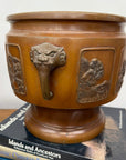 Pair of Bronze Japanese Hibachi Vessels with Side Lion Handles, SKU , image 6