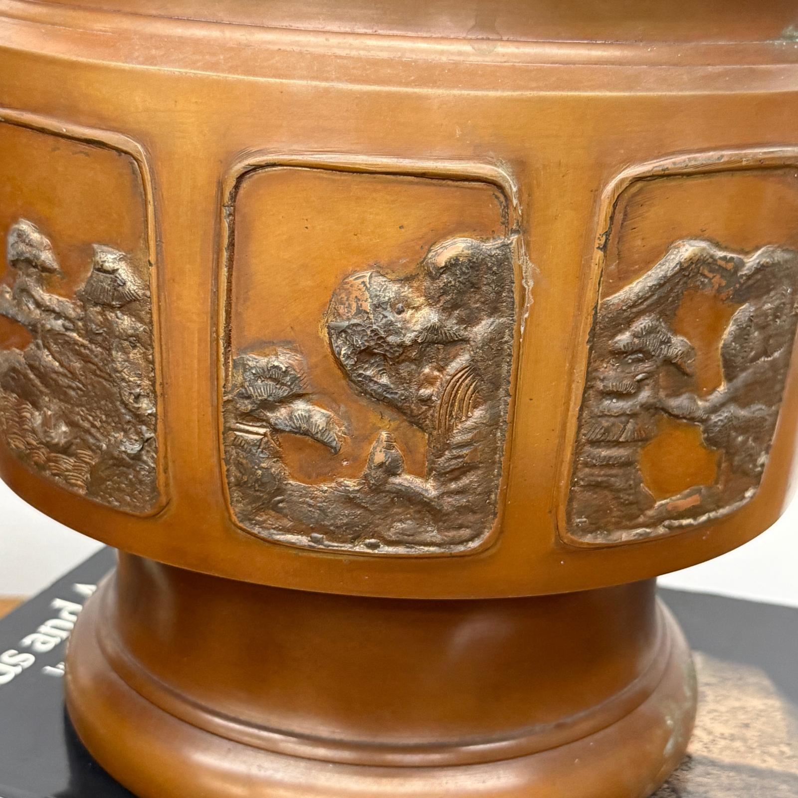 Pair of Bronze Japanese Hibachi Vessels with Side Lion Handles, SKU , image 8