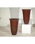 Pair of Ceramic Vases with Brown Glaze and Subtle Red Undertones