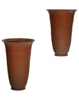Pair of Ceramic Vases with Brown Glaze and Subtle Red Undertones