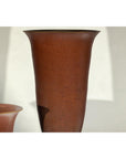 Pair of Ceramic Vases with Brown Glaze and Subtle Red Undertones