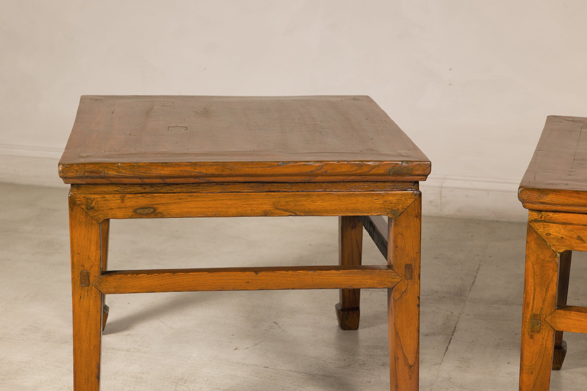 Single Qing dynasty elm side table, front view