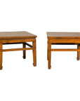 Pair of Qing elmwood side tables on white background