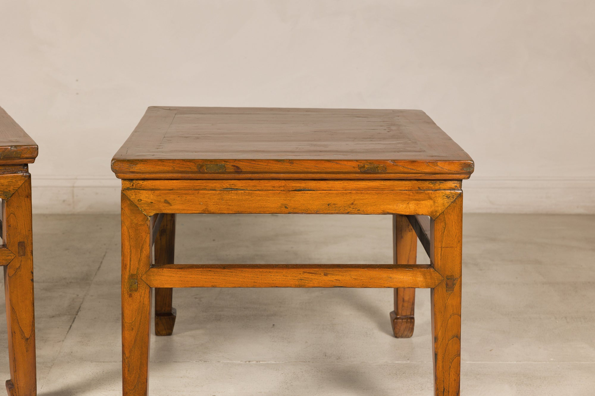 Qing dynasty elm side table, straight-on front view