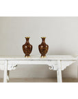 Pair of Cloisonné Vases, Warm Reddish Brown and Floral Decoration-13. Asian & Chinese Furniture, Art, Antiques, Vintage Home Décor for sale at FEA Home