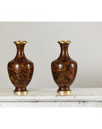 Pair of Cloisonné Vases, Warm Reddish Brown and Floral Decoration-6. Asian & Chinese Furniture, Art, Antiques, Vintage Home Décor for sale at FEA Home