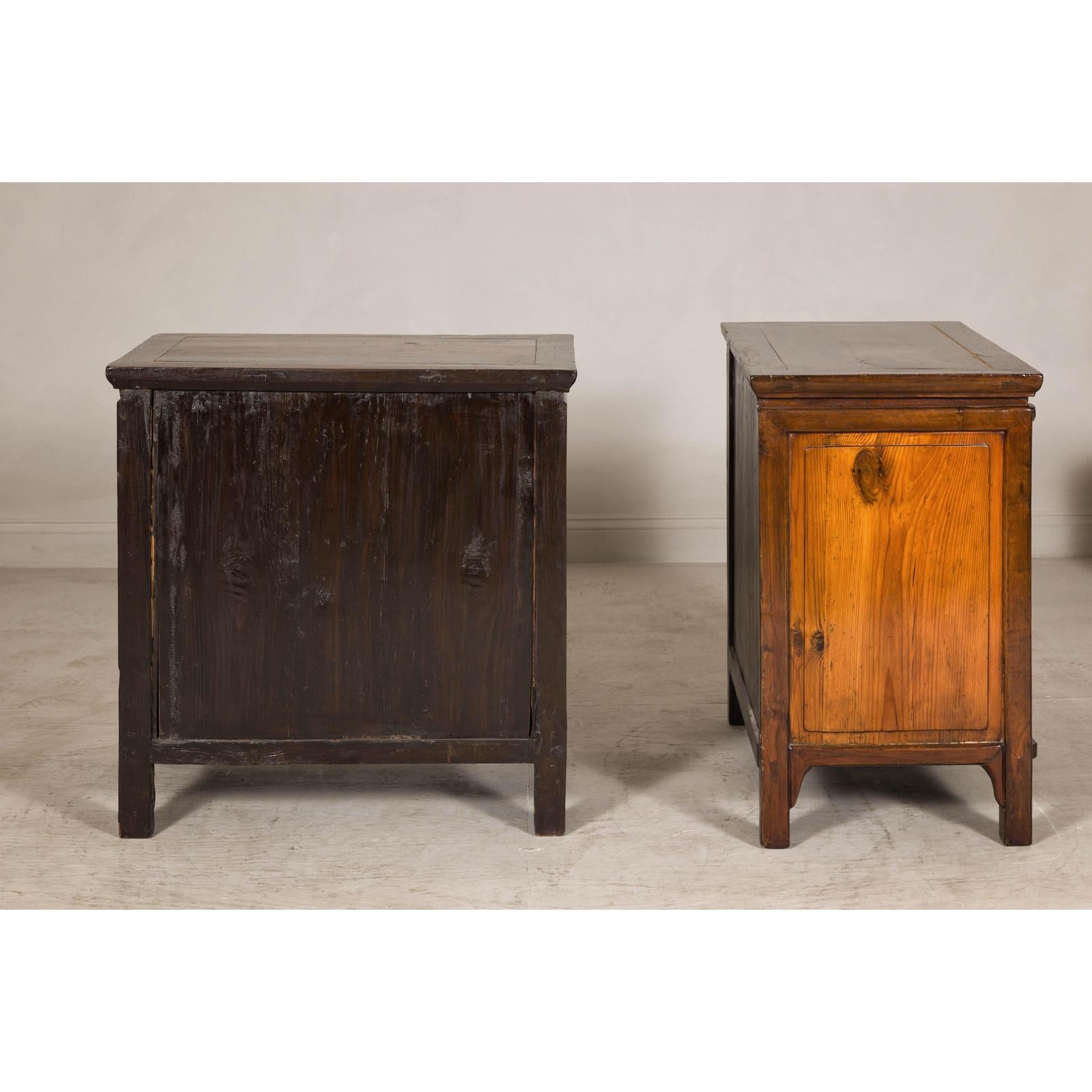Pair of Early 20th Century Elm Cabinets with Drawers and Shelves