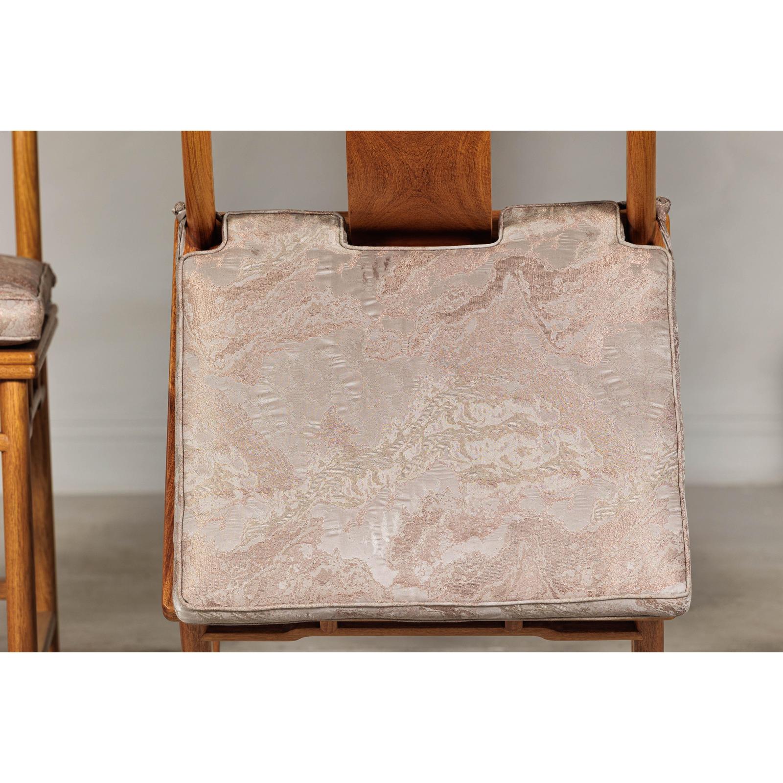 Pair of Lamp Hanger Elm Wood Chairs with Upholstered Cushions-14. Asian &amp; Chinese Furniture, Art, Antiques, Vintage Home Décor for sale at FEA Home